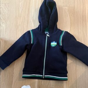 Jacadi Navy Blue Kids Hoodie with Green Accents